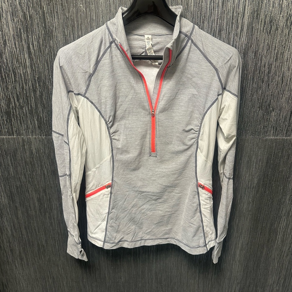 Lululemon Athletica Gray white and neon quarter zip Pullover